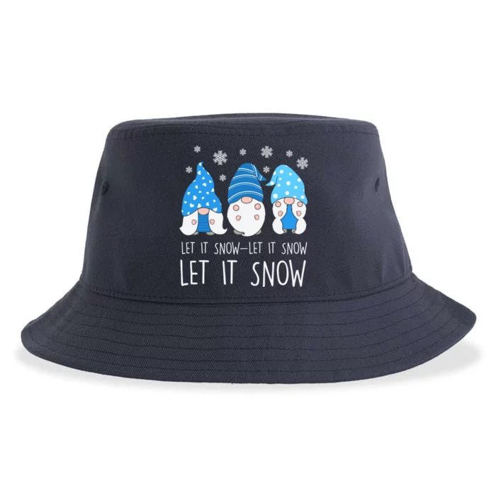 Let It Snow Gnomes Winter Holiday Cute Sustainable Bucket Hat