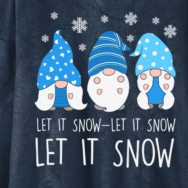 Let It Snow Gnomes Winter Holiday Cute Hooded Wearable Blanket