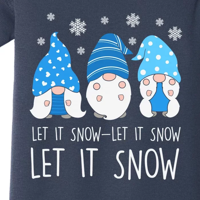 Let It Snow Gnomes Winter Holiday Cute Baby Bodysuit