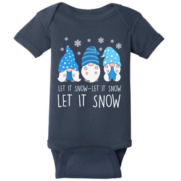 Let It Snow Gnomes Winter Holiday Cute Baby Bodysuit