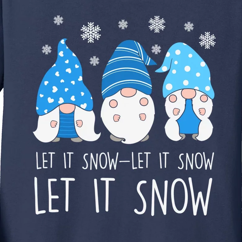 Let It Snow Gnomes Winter Holiday Cute Kids Long Sleeve Shirt