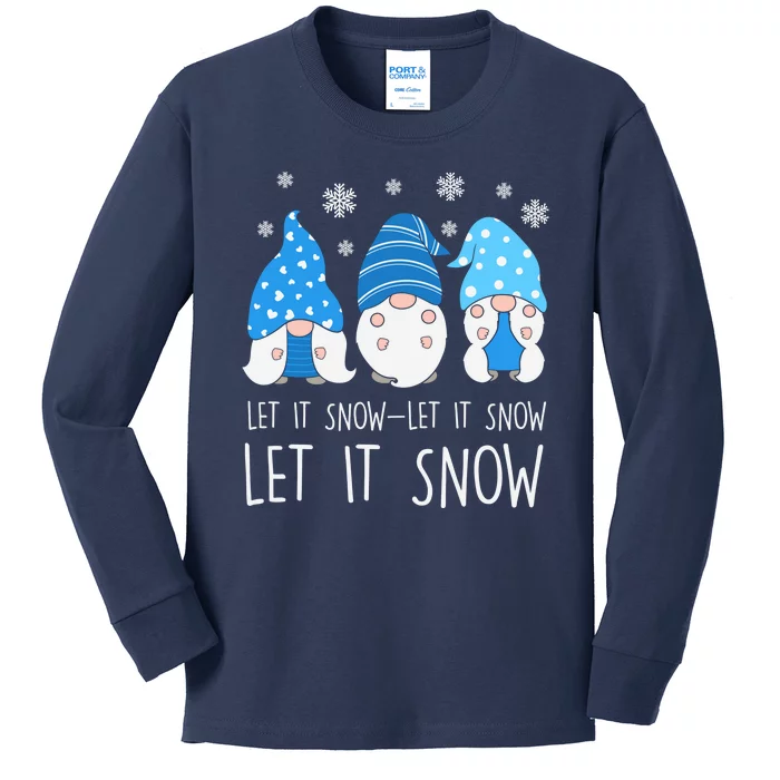 Let It Snow Gnomes Winter Holiday Cute Kids Long Sleeve Shirt