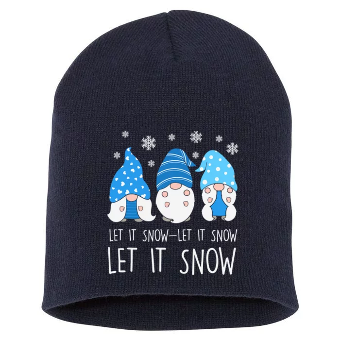 Let It Snow Gnomes Winter Holiday Cute Short Acrylic Beanie