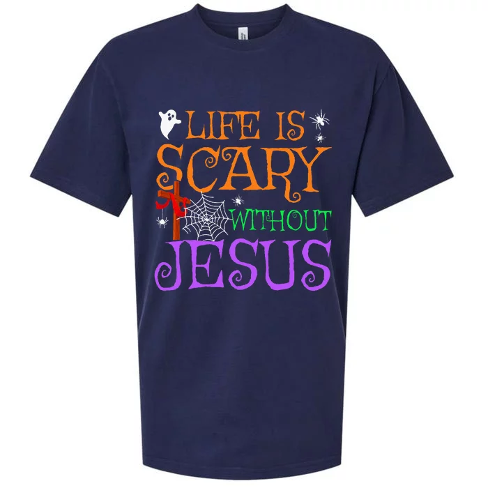 Life Is Scary Without Jesus Sueded Cloud Jersey T-Shirt