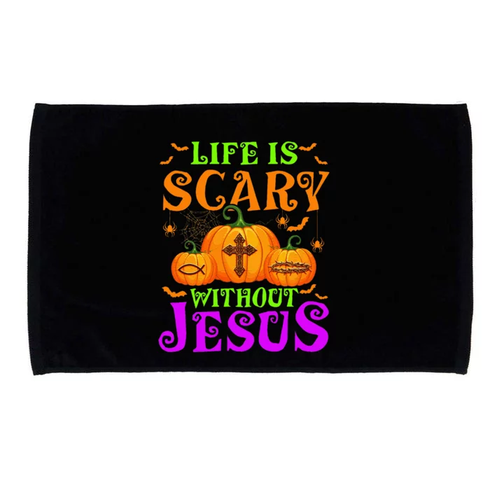 Life Is Scary Without Jesus Christian Halloween Microfiber Hand Towel