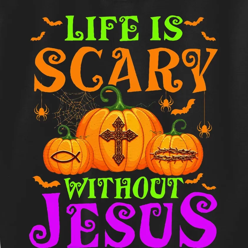 Life Is Scary Without Jesus Christian Halloween Kids Sweatshirt