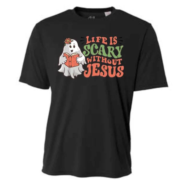 Life Is Scary Without Jesus Christian Halloween Religious Cooling Performance Crew T-Shirt