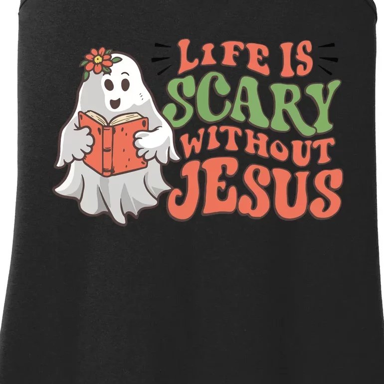 Life Is Scary Without Jesus Christian Halloween Religious Ladies Essential Tank