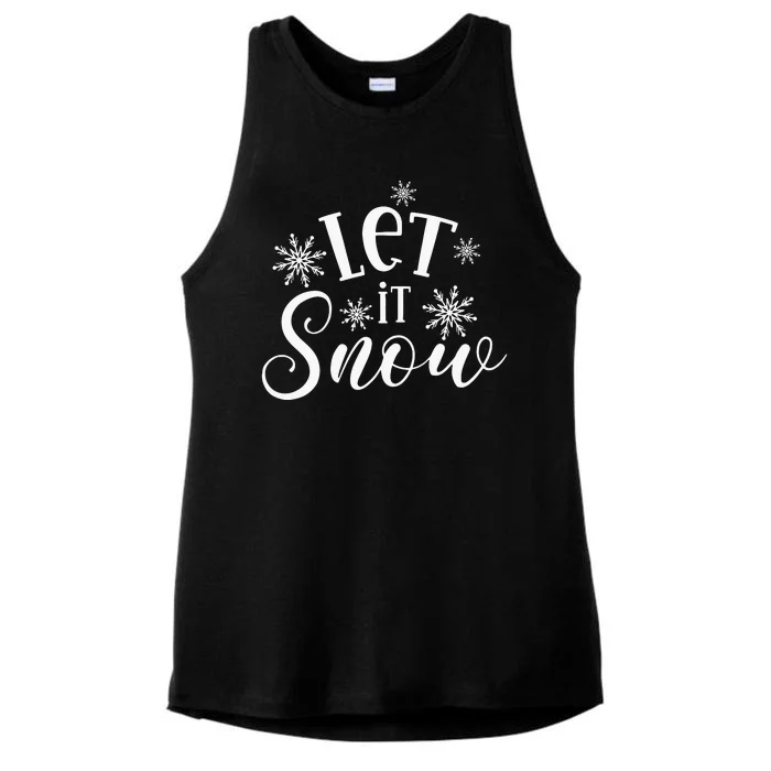 Let It Snow Funny Christmas Ladies Tri-Blend Wicking Tank