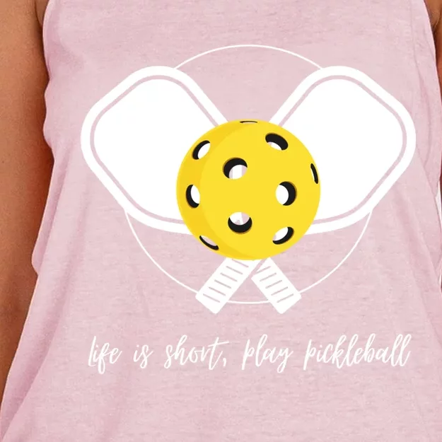 Life Is Short Play Pickleball Gift Women's Knotted Racerback Tank