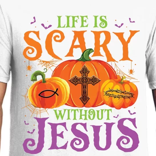 Life Is Scary Without Jesus Fall Halloween Christian Lover Pajama Set