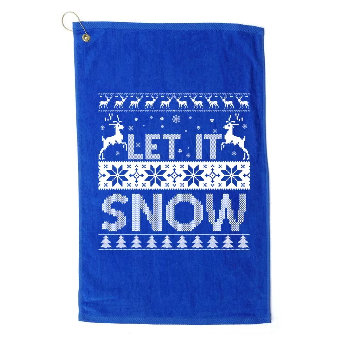 Let It Snow Cute Ugly Christmas Sweater Meaningful Gift Platinum Collection Golf Towel