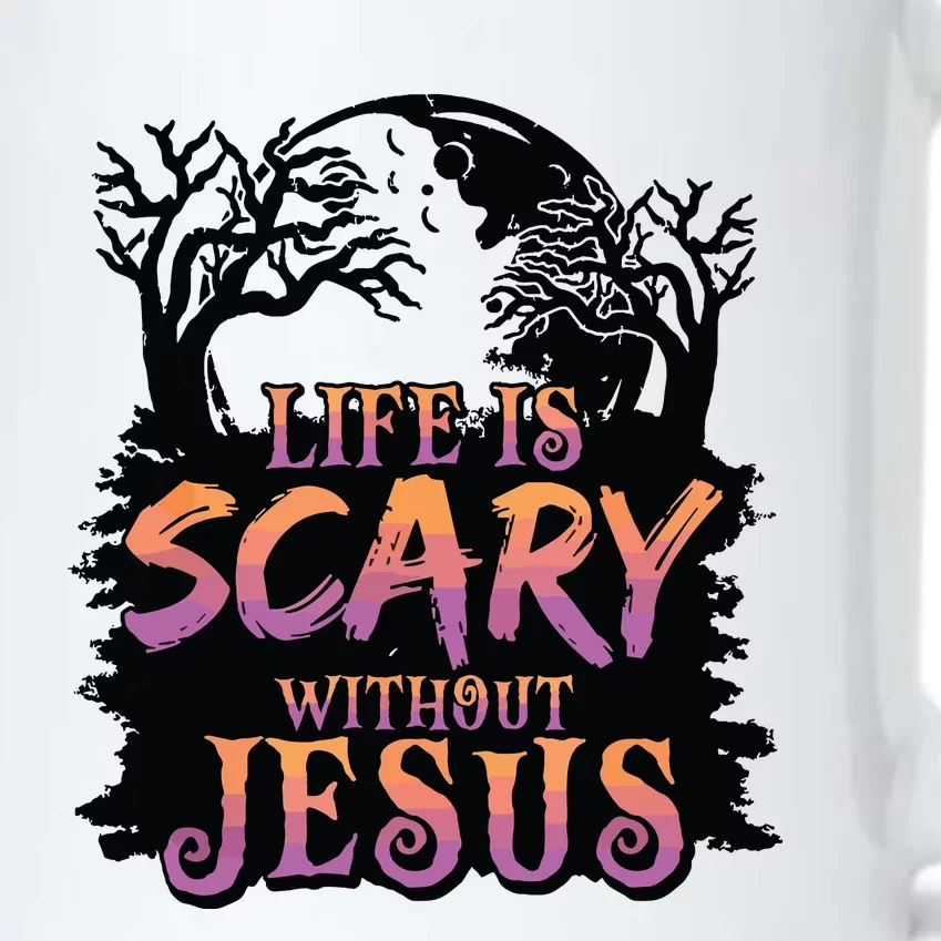 Life Is Scary Without Jesus Funny Halloween Christian Black Color Changing Mug