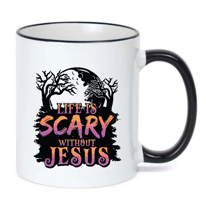 Life Is Scary Without Jesus Funny Halloween Christian Black Color Changing Mug