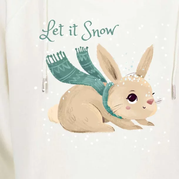 Let It Snow Adorable Winter Bunny Cute Rabbit Christmas Gift Womens Funnel Neck Pullover Hood