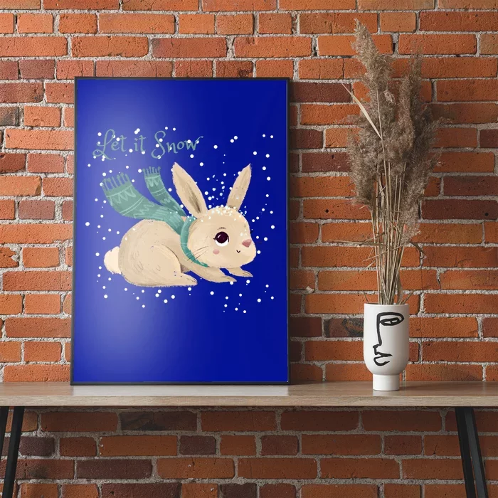 Let It Snow Adorable Winter Bunny Cute Rabbit Christmas Gift Poster