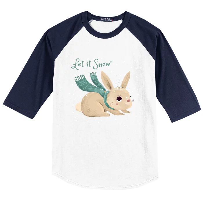 Let It Snow Adorable Winter Bunny Cute Rabbit Christmas Gift Baseball Sleeve Shirt