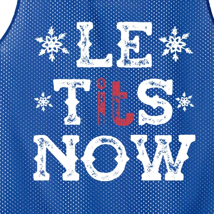 Let It Snow Le Tits Now Funny Winter Snowflake Christmas Gift Mesh Reversible Basketball Jersey Tank