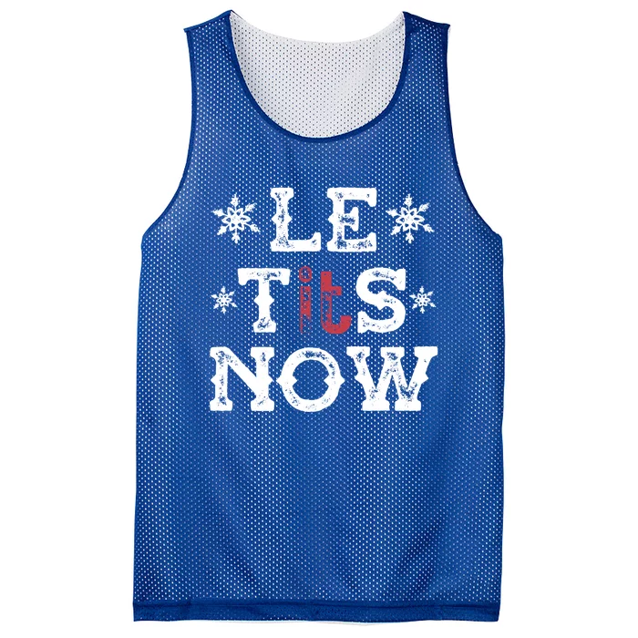 Let It Snow Le Tits Now Funny Winter Snowflake Christmas Gift Mesh Reversible Basketball Jersey Tank