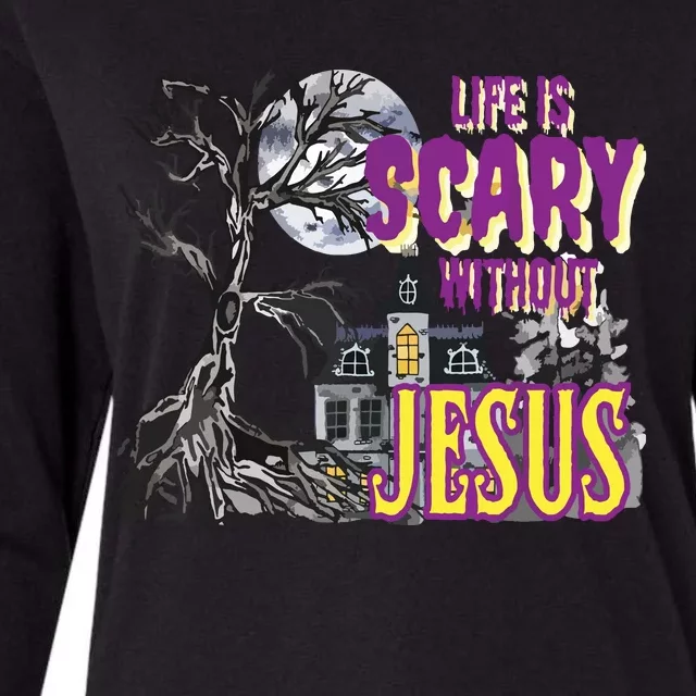 Life Is Scary Without Jesus Halloween Costume Womens Cotton Relaxed Long Sleeve T-Shirt