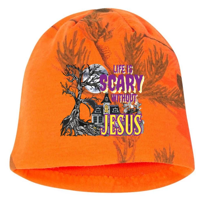 Life Is Scary Without Jesus Halloween Costume Kati - Camo Knit Beanie