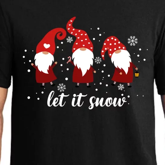 Let It Snow 3 Gnomes Snowflake Merry Christmas Winter Time Gift Pajama Set