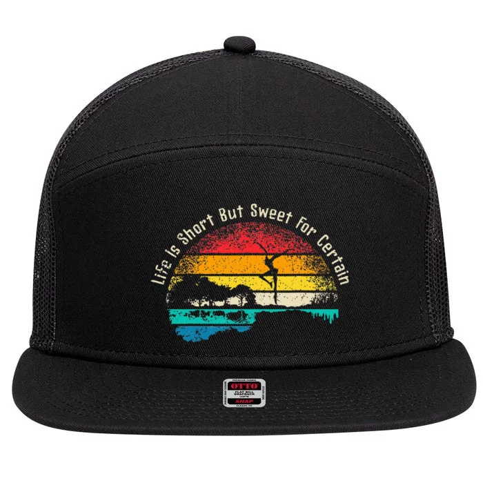 Life Is Short Guitar But Sweet For Certain 7 Panel Mesh Trucker Snapback Hat