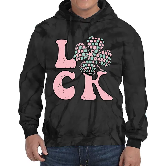 Lucky Irish Shamrock Disco Clover Leaf Saint Patrick's Day Tie Dye Hoodie