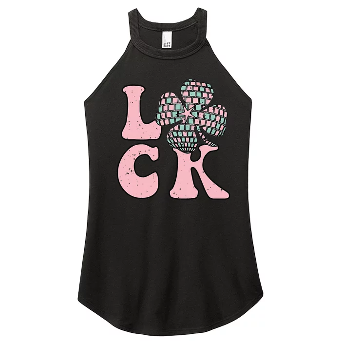 Lucky Irish Shamrock Disco Clover Leaf Saint Patrick's Day Women’s Perfect Tri Rocker Tank