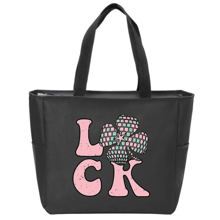 Lucky Irish Shamrock Disco Clover Leaf Saint Patrick's Day Zip Tote Bag