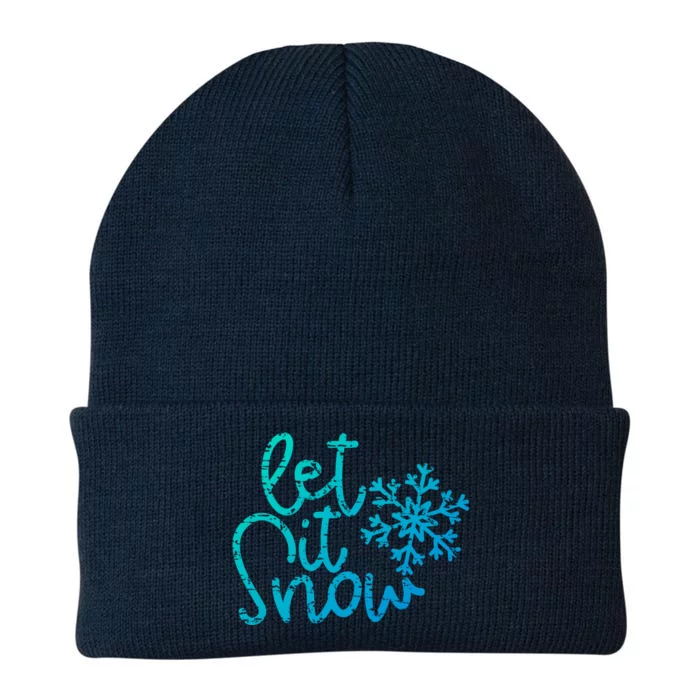 Let It Snow Christmas Snowflake Gift Knit Cap Winter Beanie