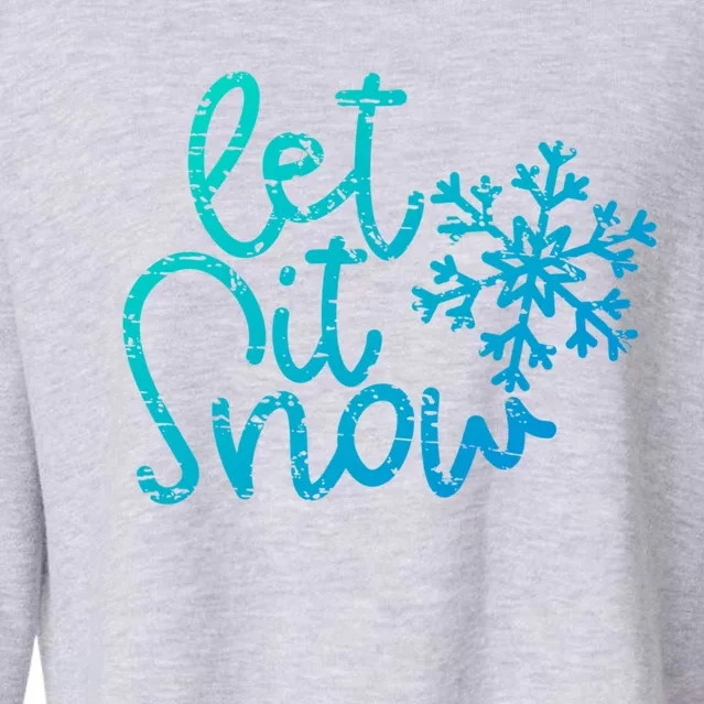 Let It Snow Christmas Snowflake Gift Cropped Pullover Crew