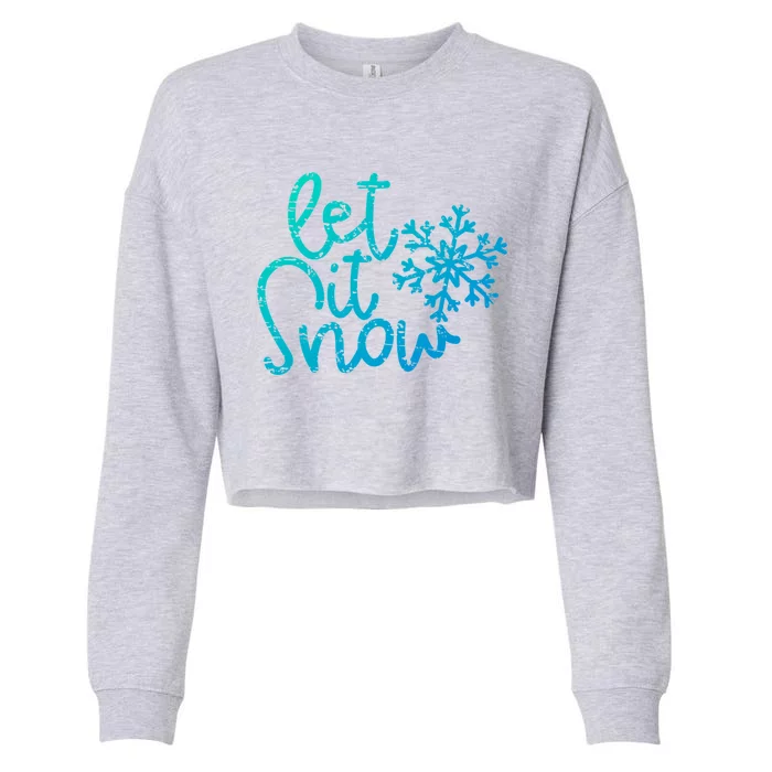 Let It Snow Christmas Snowflake Gift Cropped Pullover Crew