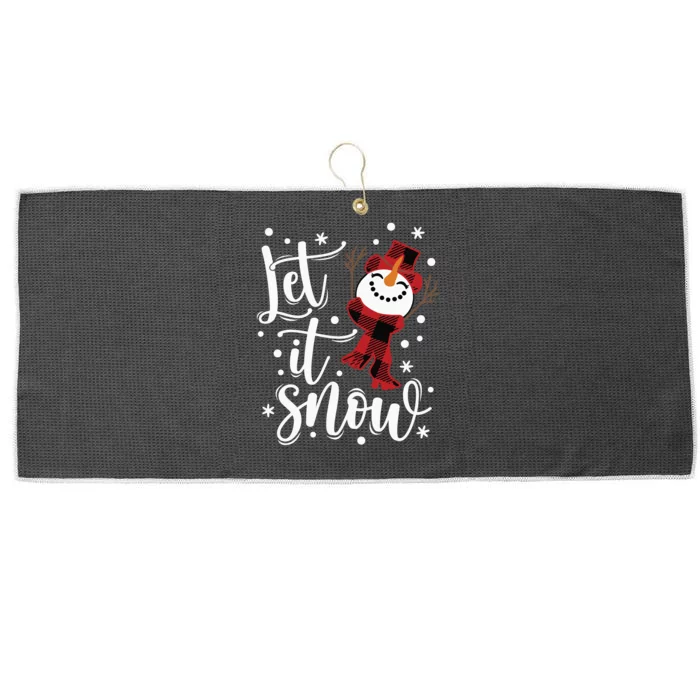 Let It Snow Christmas Snowman Large Microfiber Waffle Golf Towel