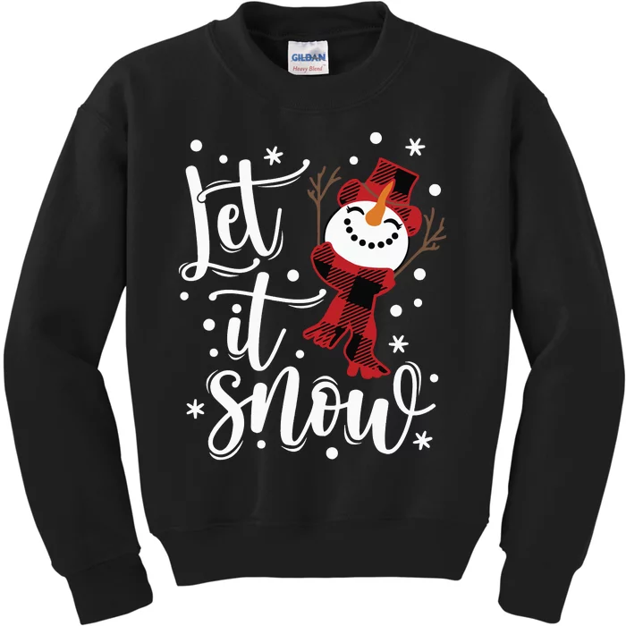 Let It Snow Christmas Snowman Kids Sweatshirt