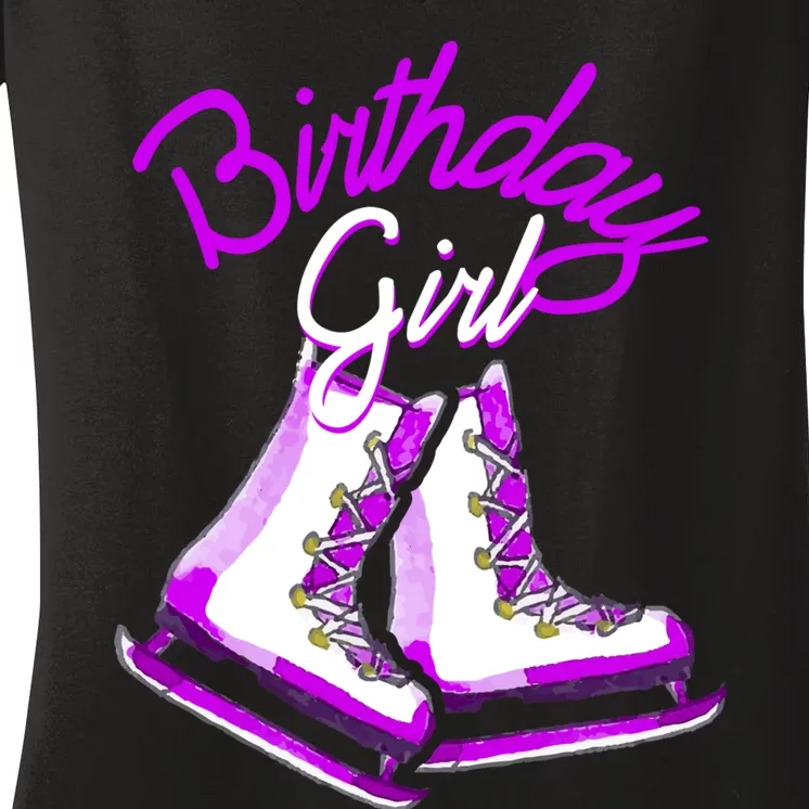 Love Ice Skating Love Ice Party Birthday Girl Women's V-Neck T-Shirt