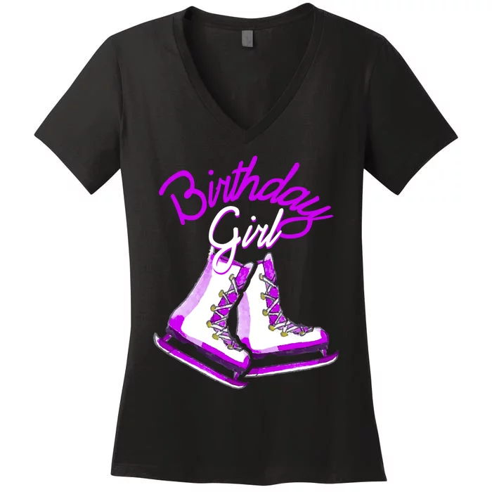 Love Ice Skating Love Ice Party Birthday Girl Women's V-Neck T-Shirt