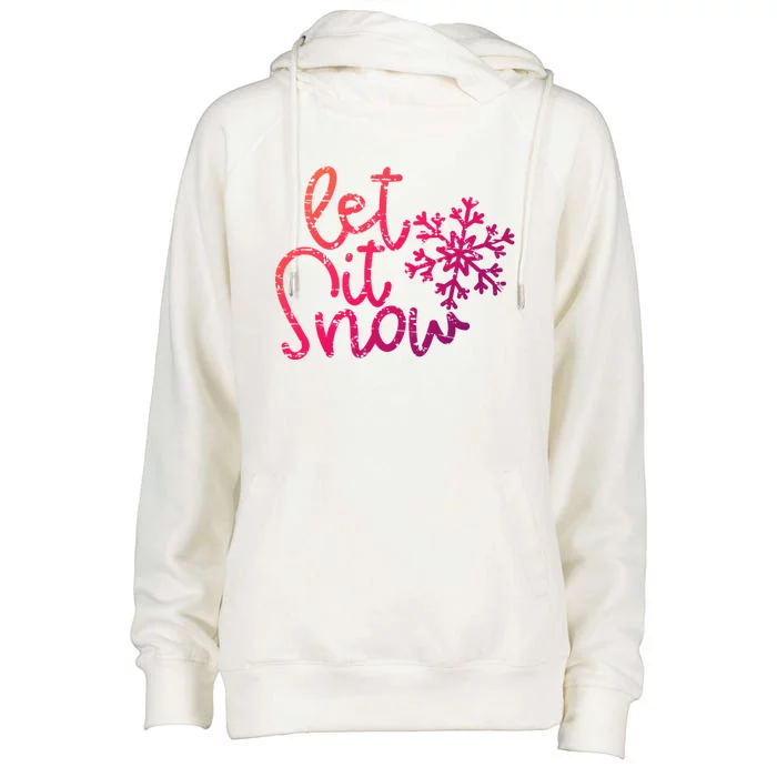 Let It Snow Christmas Snowflake Gift Womens Funnel Neck Pullover Hood