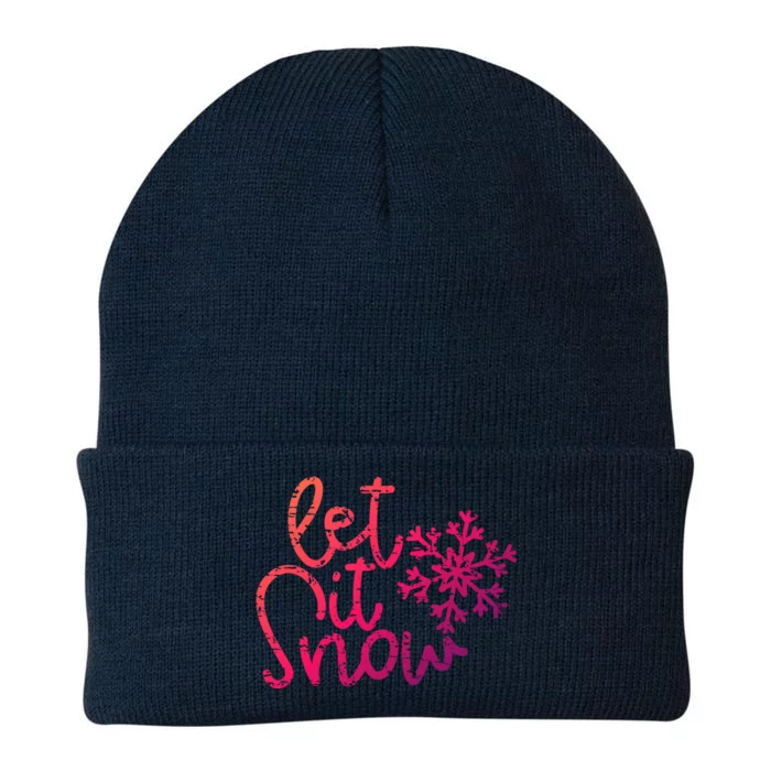 Let It Snow Christmas Snowflake Gift Knit Cap Winter Beanie