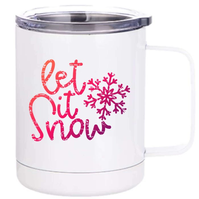 Let It Snow Christmas Snowflake Gift Front & Back 12oz Stainless Steel Tumbler Cup