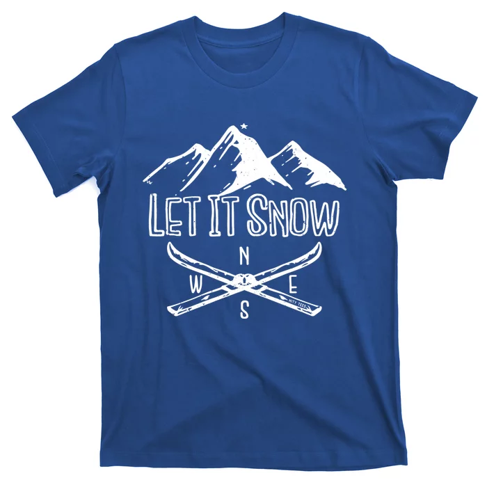 Let It Snow Cool Skiing Graphic Gift T-Shirt