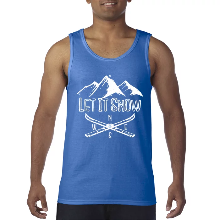 Let It Snow Cool Skiing Graphic Gift Tank Top