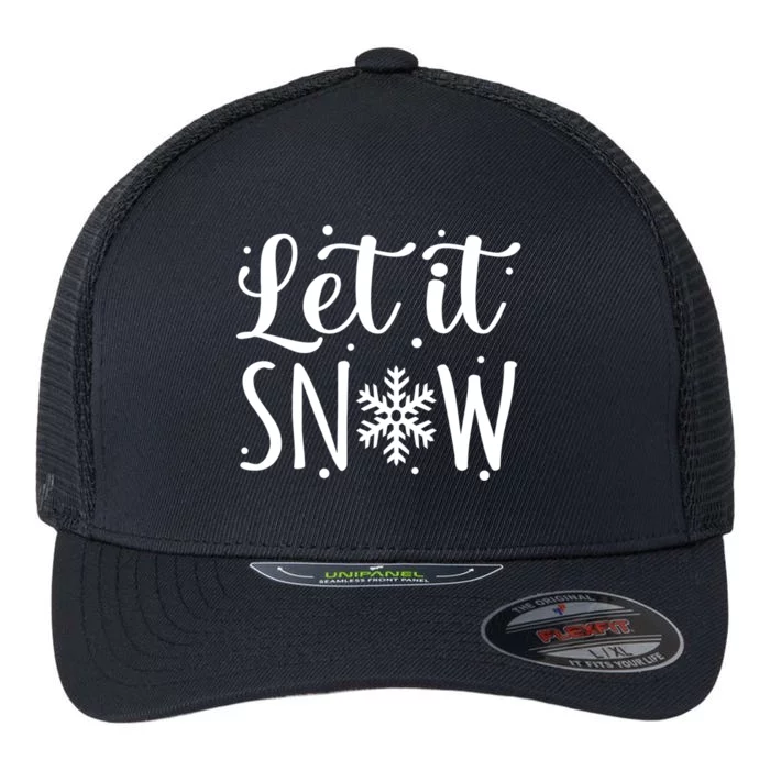 Let It Snow Funny Merry Christmas Santa Elf Gnomes Graphic Gift Flexfit Unipanel Trucker Cap