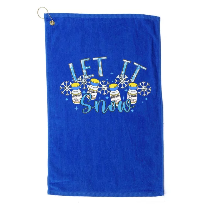 Let It Snow Propofol Christmas Nurse Winter Crna Anesthesia Gift Platinum Collection Golf Towel