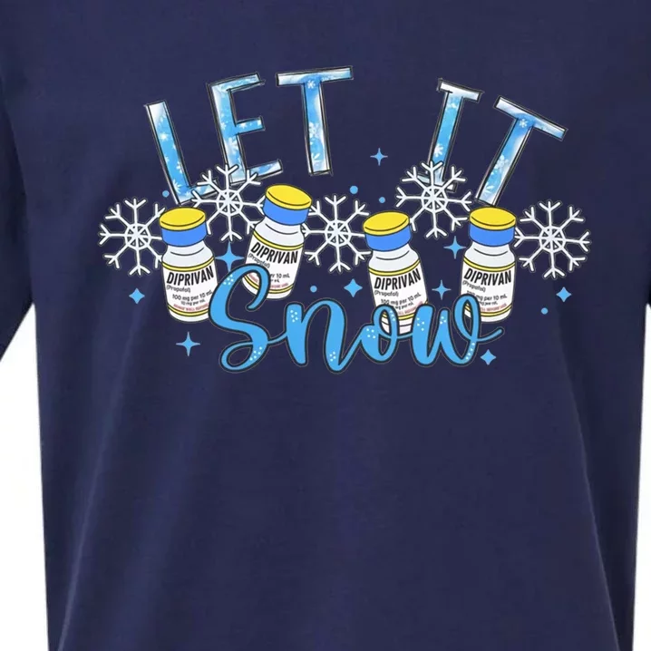 Let It Snow Propofol Christmas Nurse Winter Crna Anesthesia Gift Sueded Cloud Jersey T-Shirt