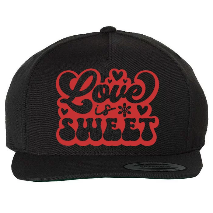 Love Is Sweet Retro Valentine's Day Gift Wool Snapback Cap