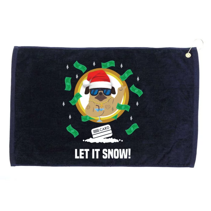 Let It Snow Santa Cocaine Adult Humor Dog Pug Cool Funny Gag Gift Grommeted Golf Towel