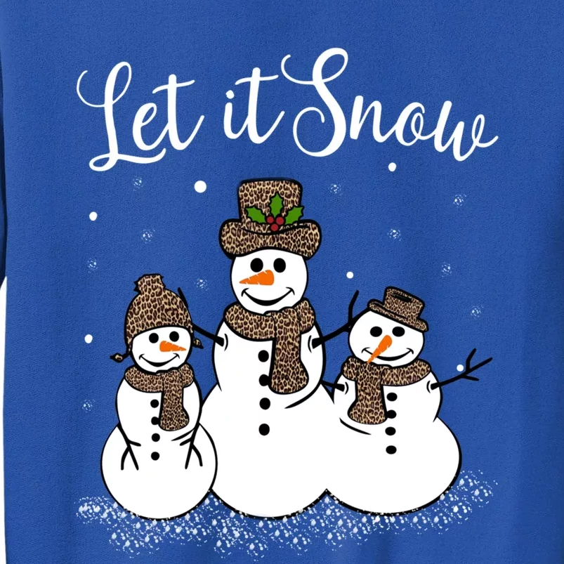 Let It Snow Happy Snow Leopard Print Hats Snow Funny Gift Tall Sweatshirt