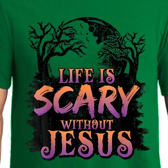 Life Is Scary Without Jesus Halloween Costume Pajama Set