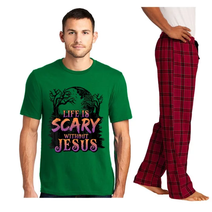 Life Is Scary Without Jesus Halloween Costume Pajama Set